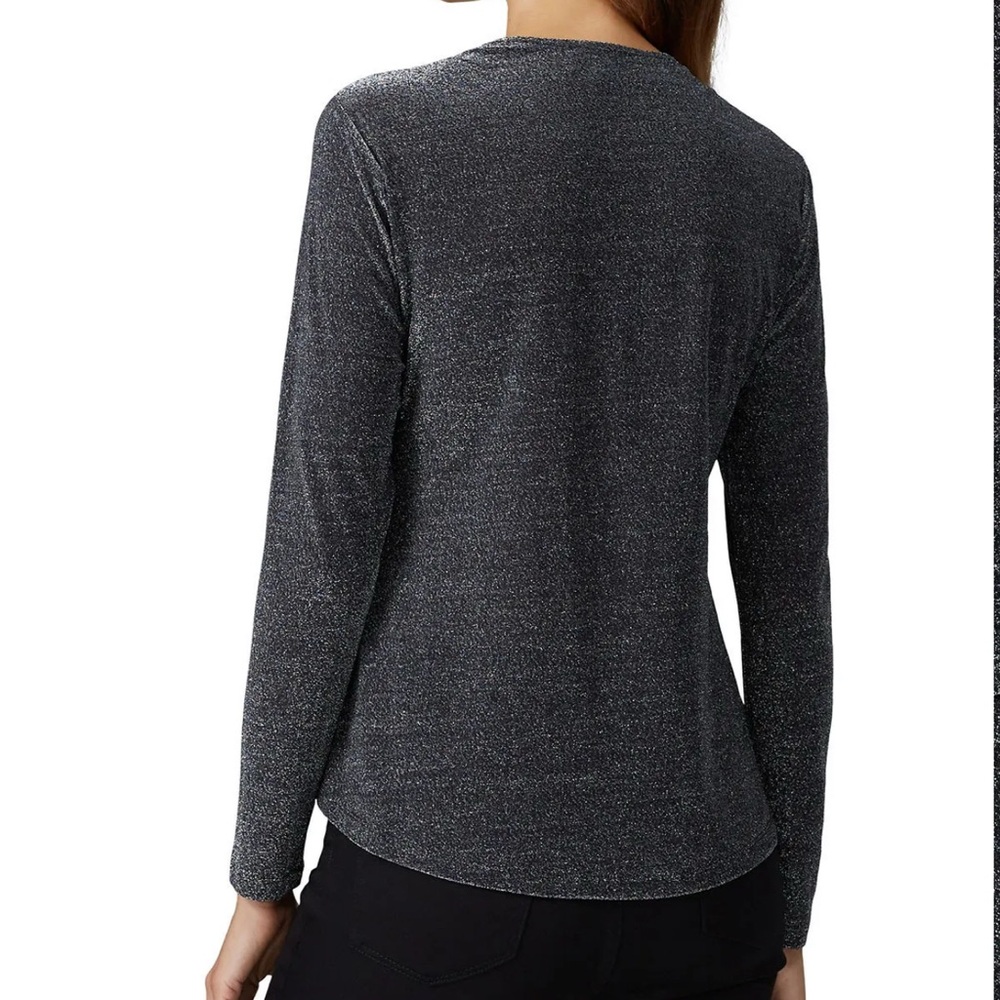 Heartloom Sonora Top Shimmering Metallic Black Twist Front Blouse - Picture 2 of 5